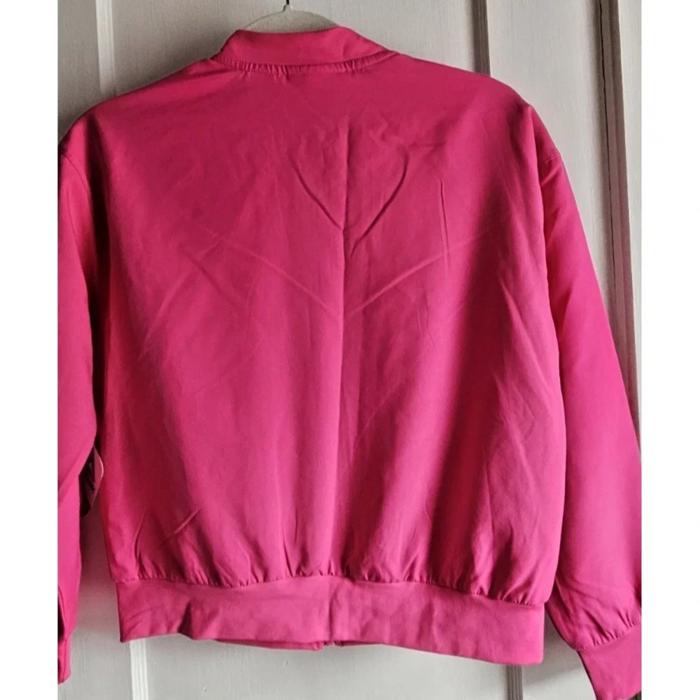 NWT Reebok pink full zip athletic bomber jacket‎ girl Sz 10/12 (L) lined